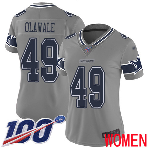 Women Dallas Cowboys Limited Gray Jamize Olawale #49 100th Season Inverted Legend NFL Jersey->nfl t-shirts->Sports Accessory